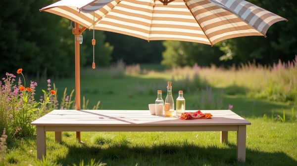 Louez un parasol et une table basse pour vos événements estivaux