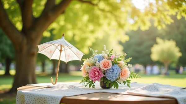 Louez un parasol et une table basse pour vos événements estivaux